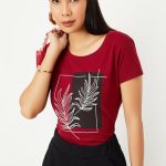 Women Cotton Printed Round Neck T-shirt