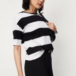 Women Striped Drop Shoulder T-shirt