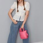 Women Schiffli Woven Peplum Blouse