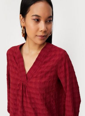 Women Textured V-neck Top