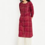 Women Checked Straight Kurta