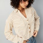 Women Striped Cropped Shirt