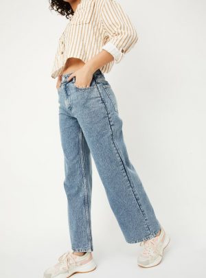 Women Washed Wide Leg Jeans