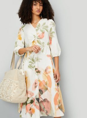 Max Floral Print A-line Midi Dress
