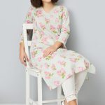 Women Floral Print Straight Kurta with Pleated Detail