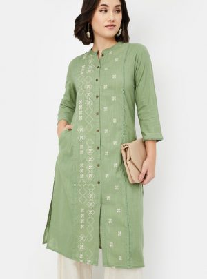 Women Embroidered Straight Kurta