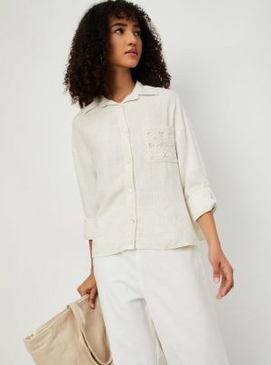 Max Women Embroidered Patch Pocket Shirt