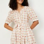 Women Checked A-line Belted Dress