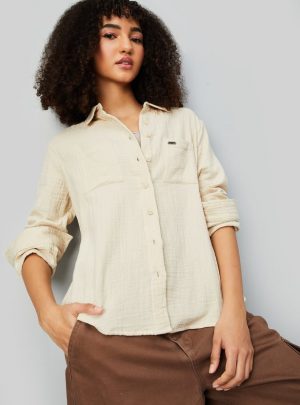 Women Textured Regular Fit Shirt
