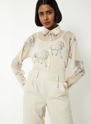 Women Woven Shirt with Camisole