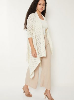 Women Knit Longline Waterfall Shrug