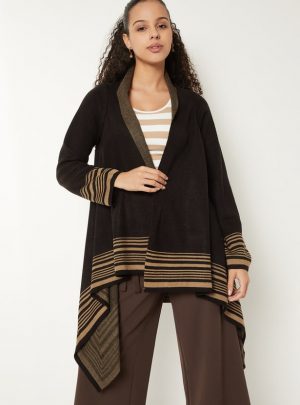 Women Striped Waterfall Shrug