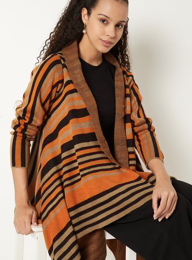 Women Striped Waterfall Shrug