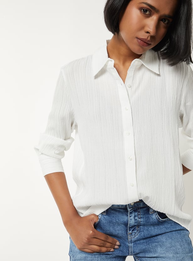 Women Textured Regular Fit Shirt