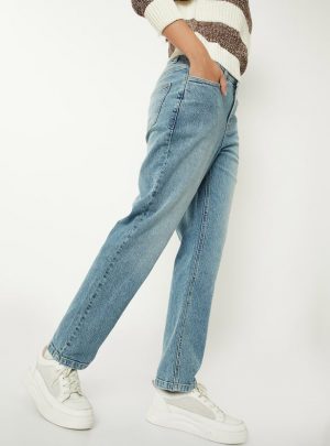 Women Washed Slim Straight Jeans