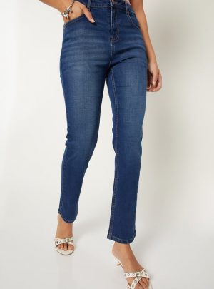 Women Washed Slim Straight Jeans