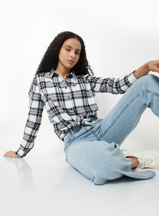 Women Checked Oversized Shirt