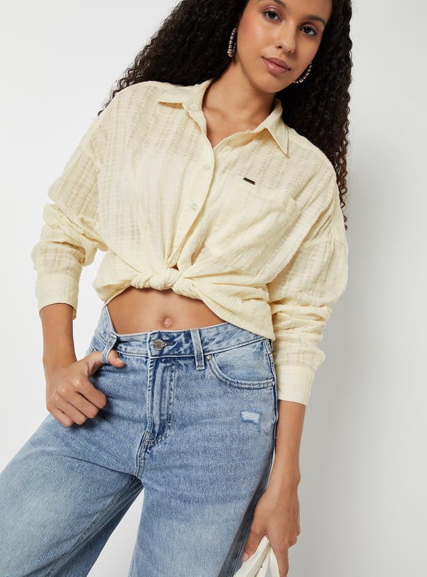 Women Textured Oversized Shirt