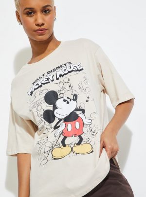 Women Mickey Mouse Print Oversized T-shirt