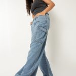 Women Washed Denim Cargos