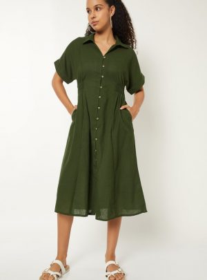 Women Solid Shirt Dress