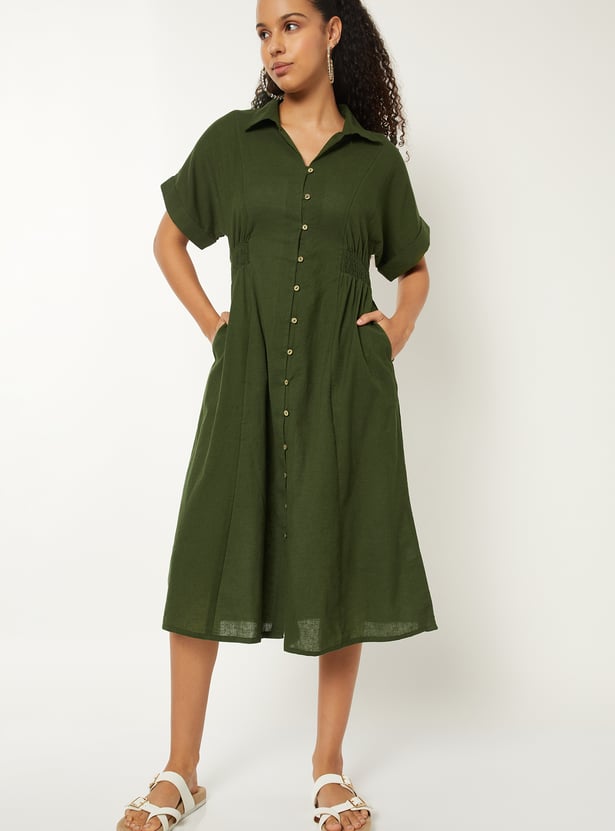 Women Solid Shirt Dress