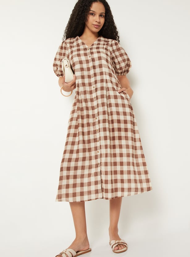 Max Women Checked Shirt Dress