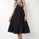 Women Embroidered Tiered Midi Dress