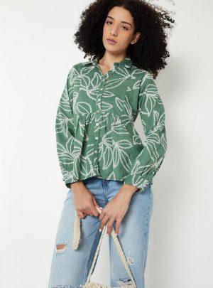 Women Embroidered Peplum Shirt