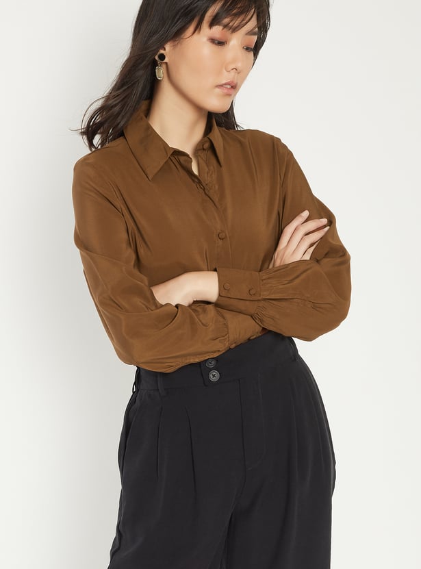 Women Solid Regular Fit Semi Formal Shirt