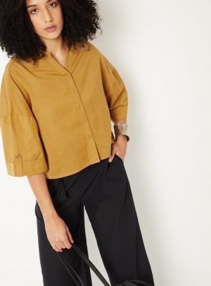Women Solid Crop Shirt