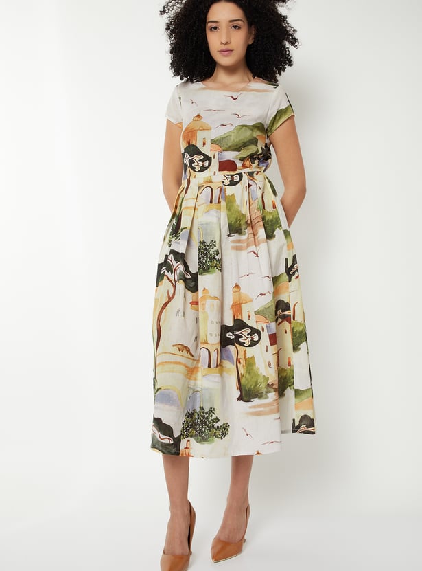 Max Women Printed Midi Dress