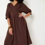Women Textured A-line Midi Dress